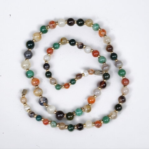 Vintage agate and Jade necklace - Picture 1 of 8